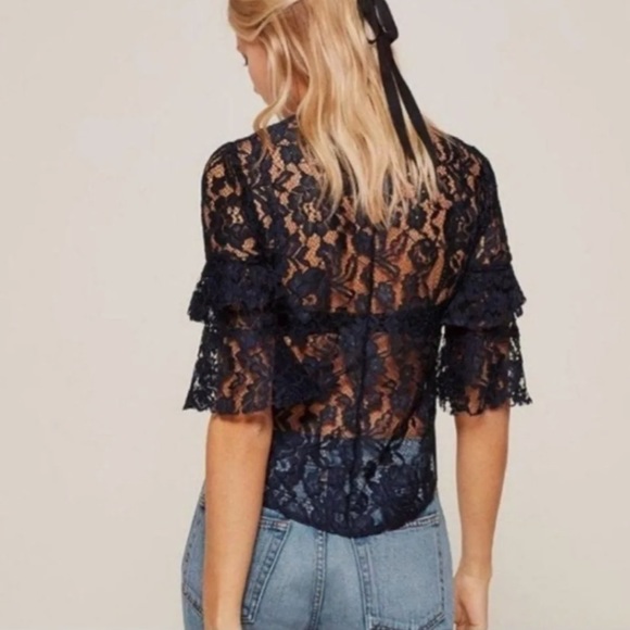 Reformation Maria blue lace top new with tag - Picture 3 of 4